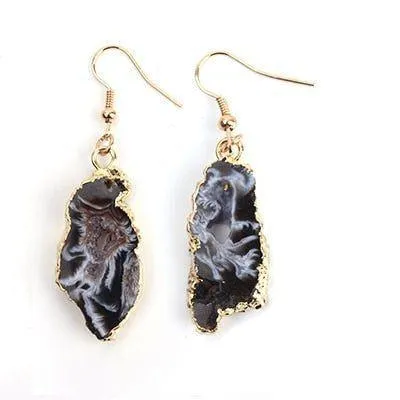 Exquisite Natural Stone Long Drop Earrings Charm Jewelry BS0235