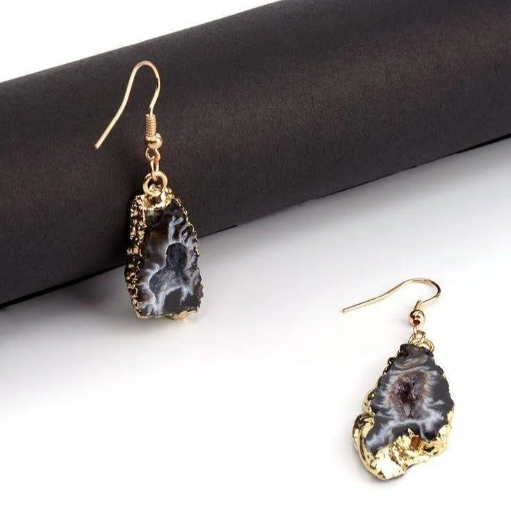 Exquisite Natural Stone Long Drop Earrings Charm Jewelry BS0235