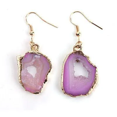 Exquisite Natural Stone Long Drop Earrings Charm Jewelry BS0235