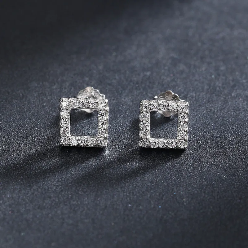 Exquisite S925 Silver Micro-inlaid Square Earrings