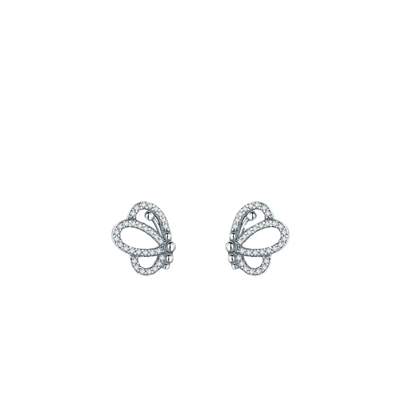 Exquisite S925 Sterling Silver Butterfly Stud Earrings for Women