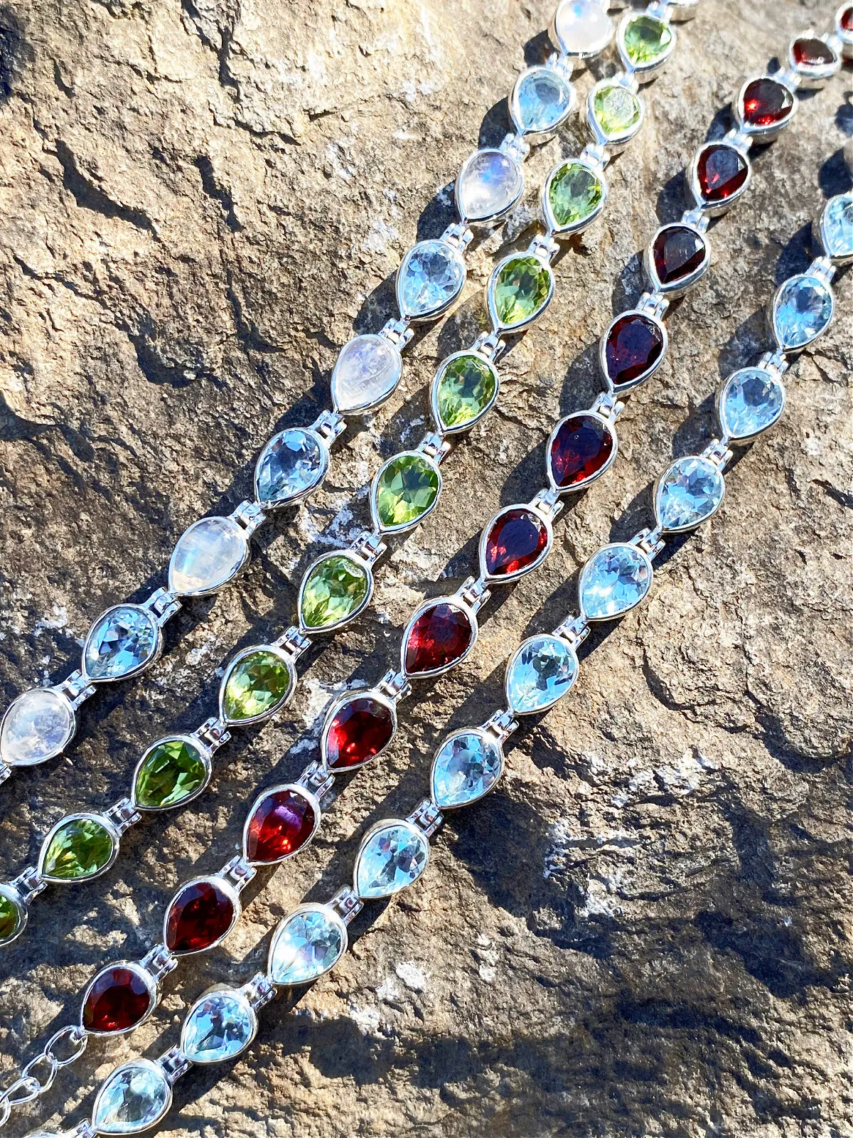 Faceted Teardrop Gemstone Bracelets