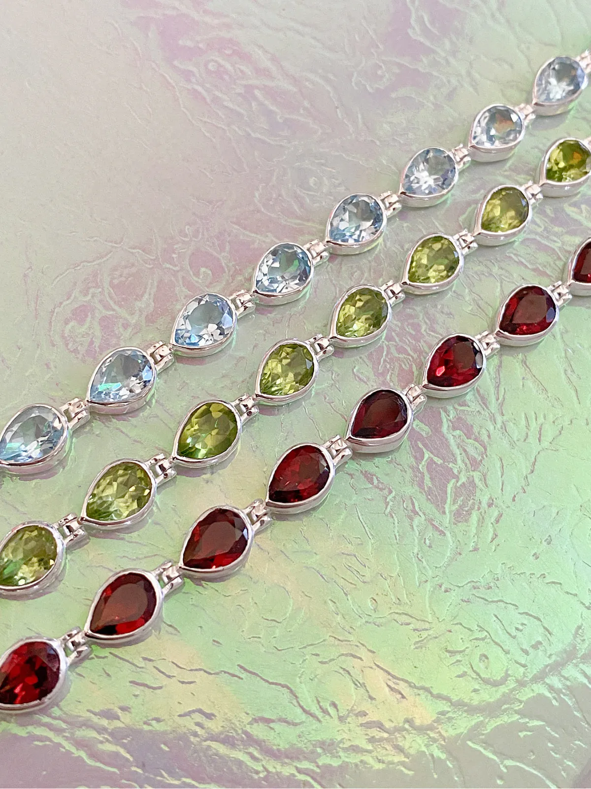 Faceted Teardrop Gemstone Bracelets