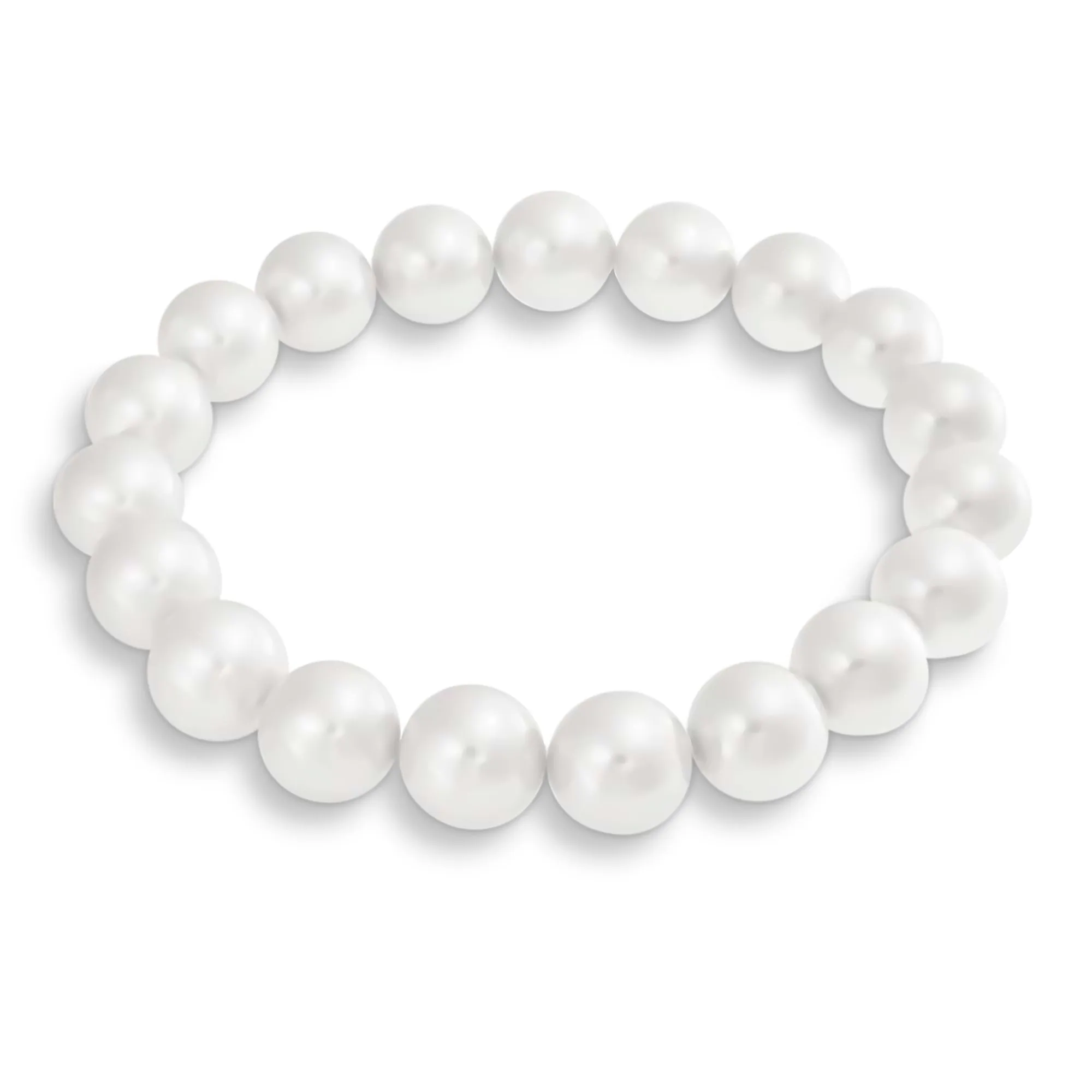 Fashion Stackable Stretch Bracelet with White Simulated Pearl 10MM Round Beads