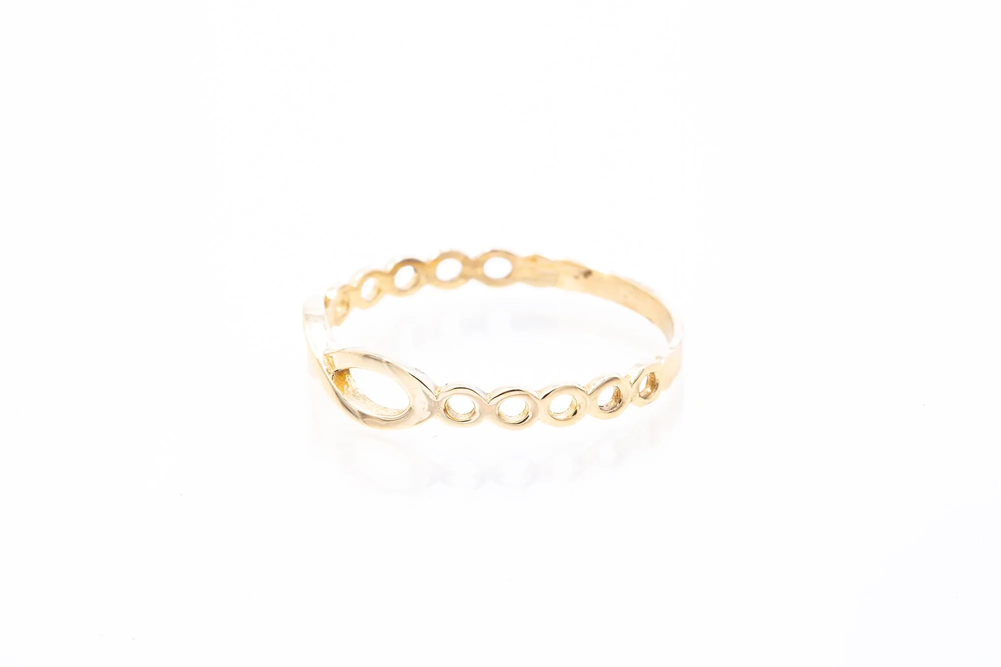 Fashionable Infinity Design Ring Solid 14k 585 Yellow Gold Size 8