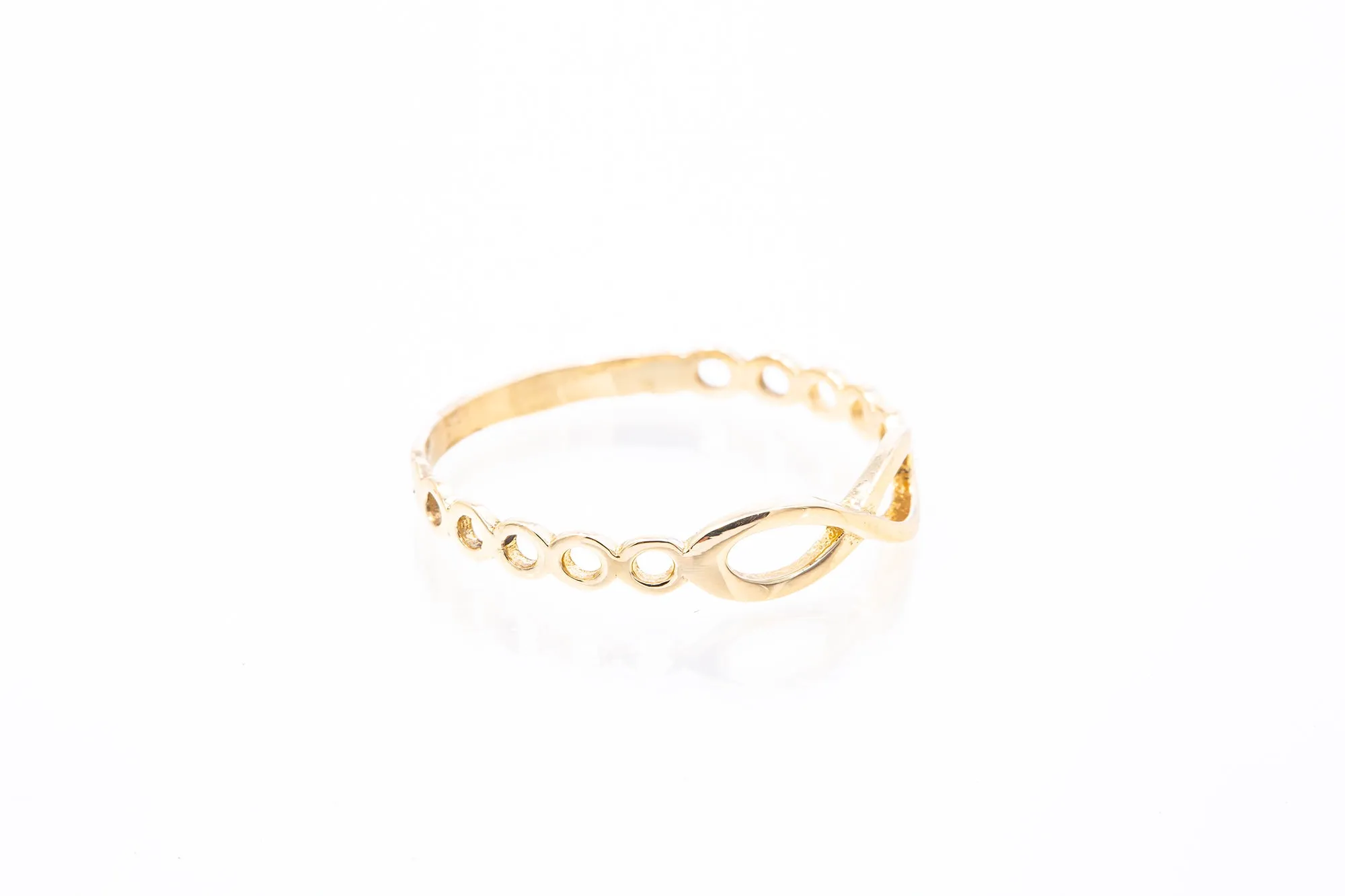 Fashionable Infinity Design Ring Solid 14k 585 Yellow Gold Size 8