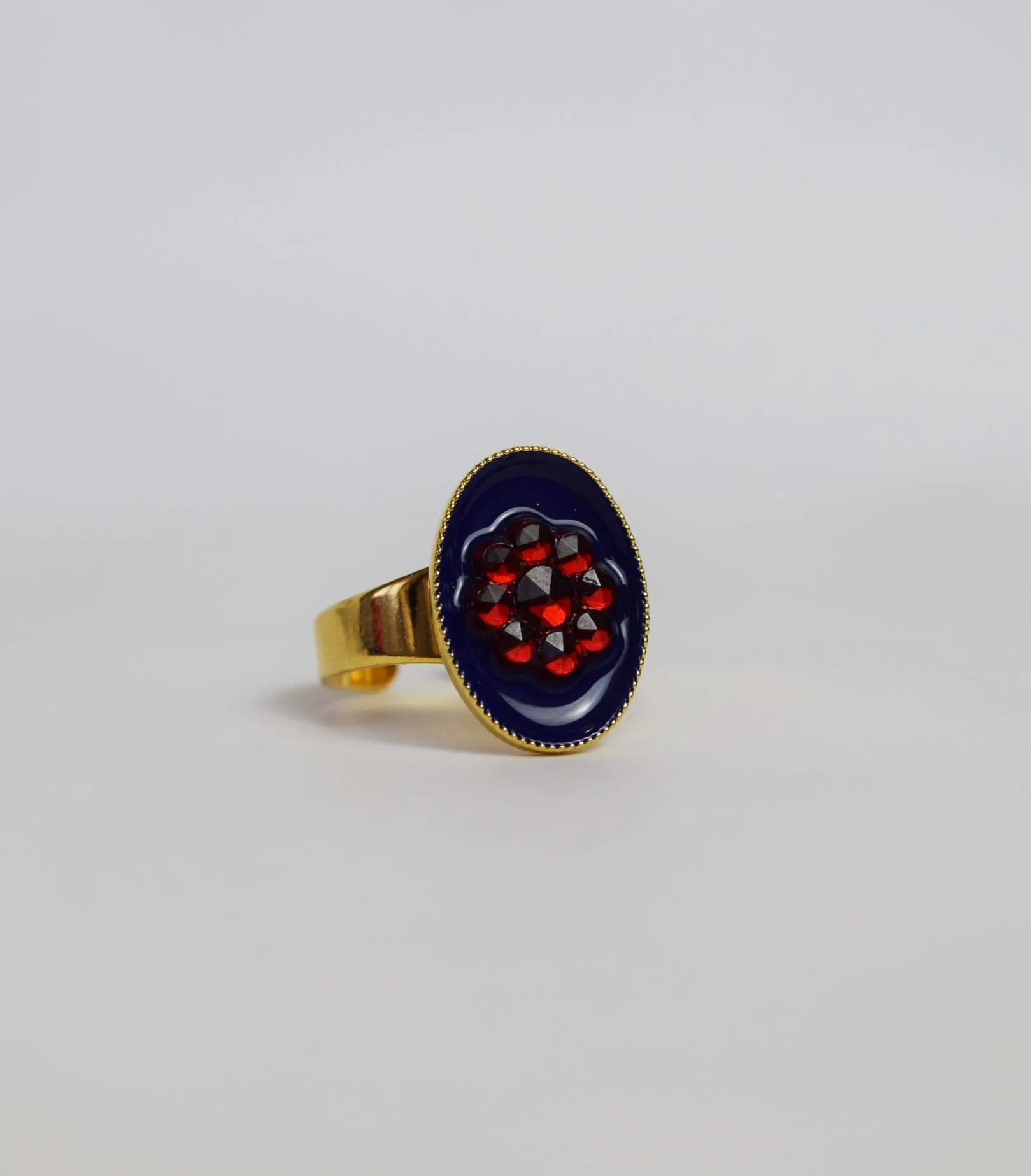 Faux "Enamel" ring with Red Flower