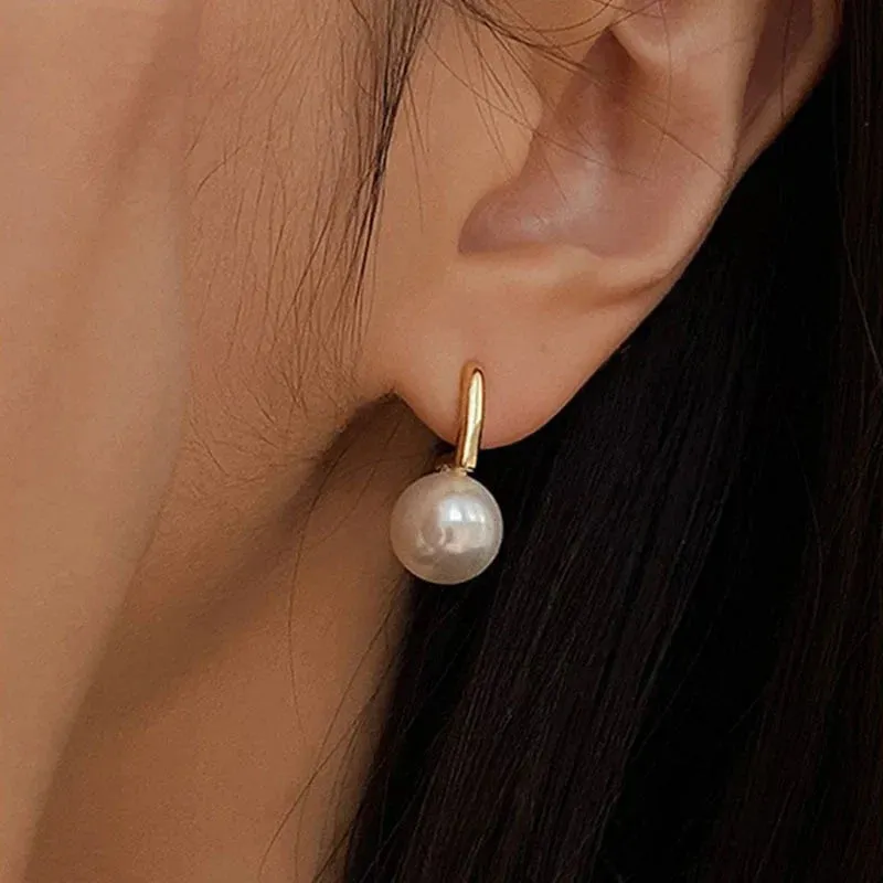 French Exquisite Simple Imitation Pearl Women Wedding Party Earring