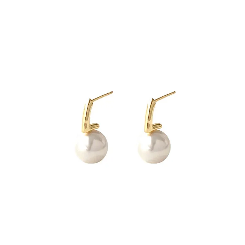 French Exquisite Simple Imitation Pearl Women Wedding Party Earring