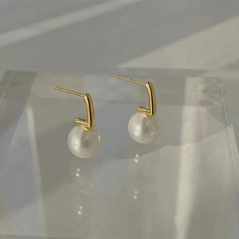 French Exquisite Simple Imitation Pearl Women Wedding Party Earring