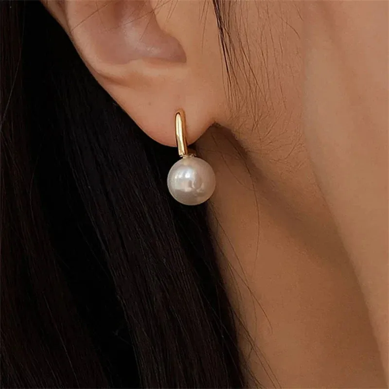 French Exquisite Simple Imitation Pearl Women Wedding Party Earring