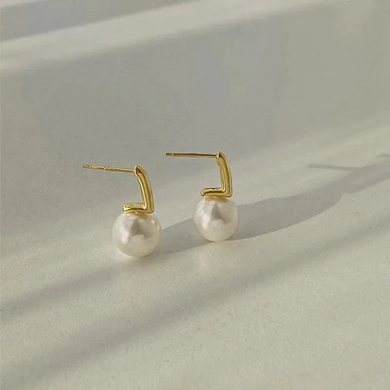 French Exquisite Simple Imitation Pearl Women Wedding Party Earring