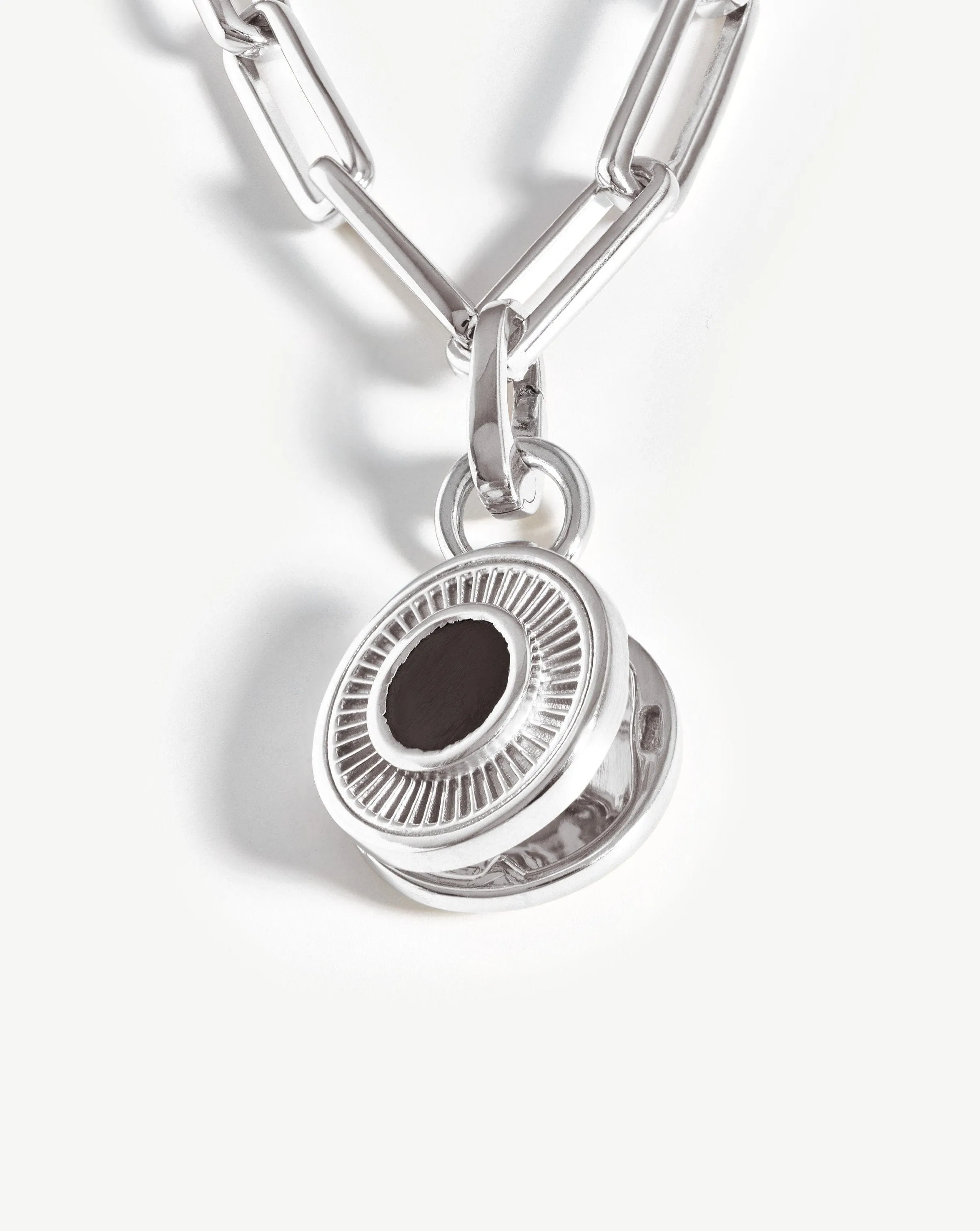 Fused Engravable Round Locket Chain Necklace