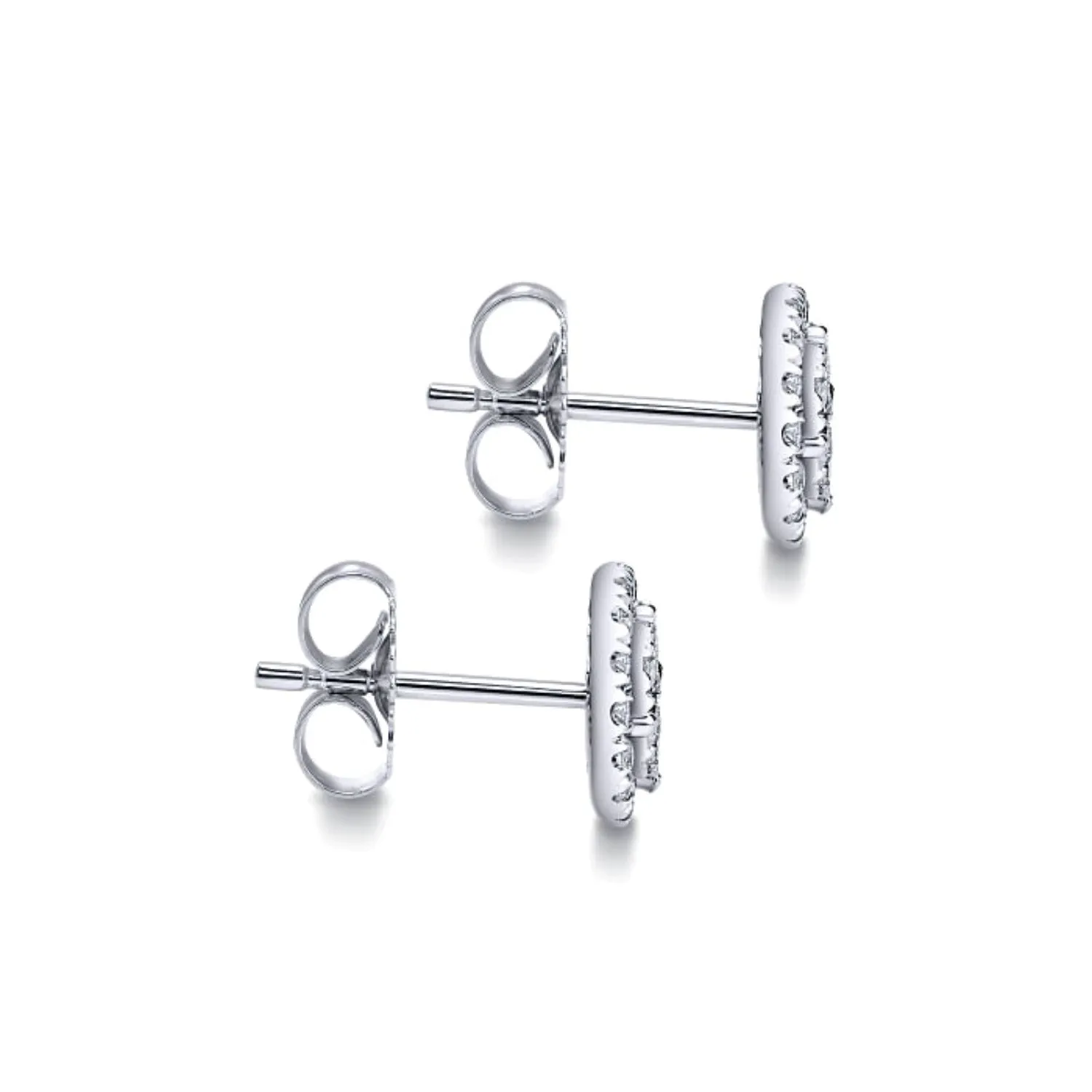 Gabriel & Co. Pave Set Diamond Halo Round Cluster Earrings