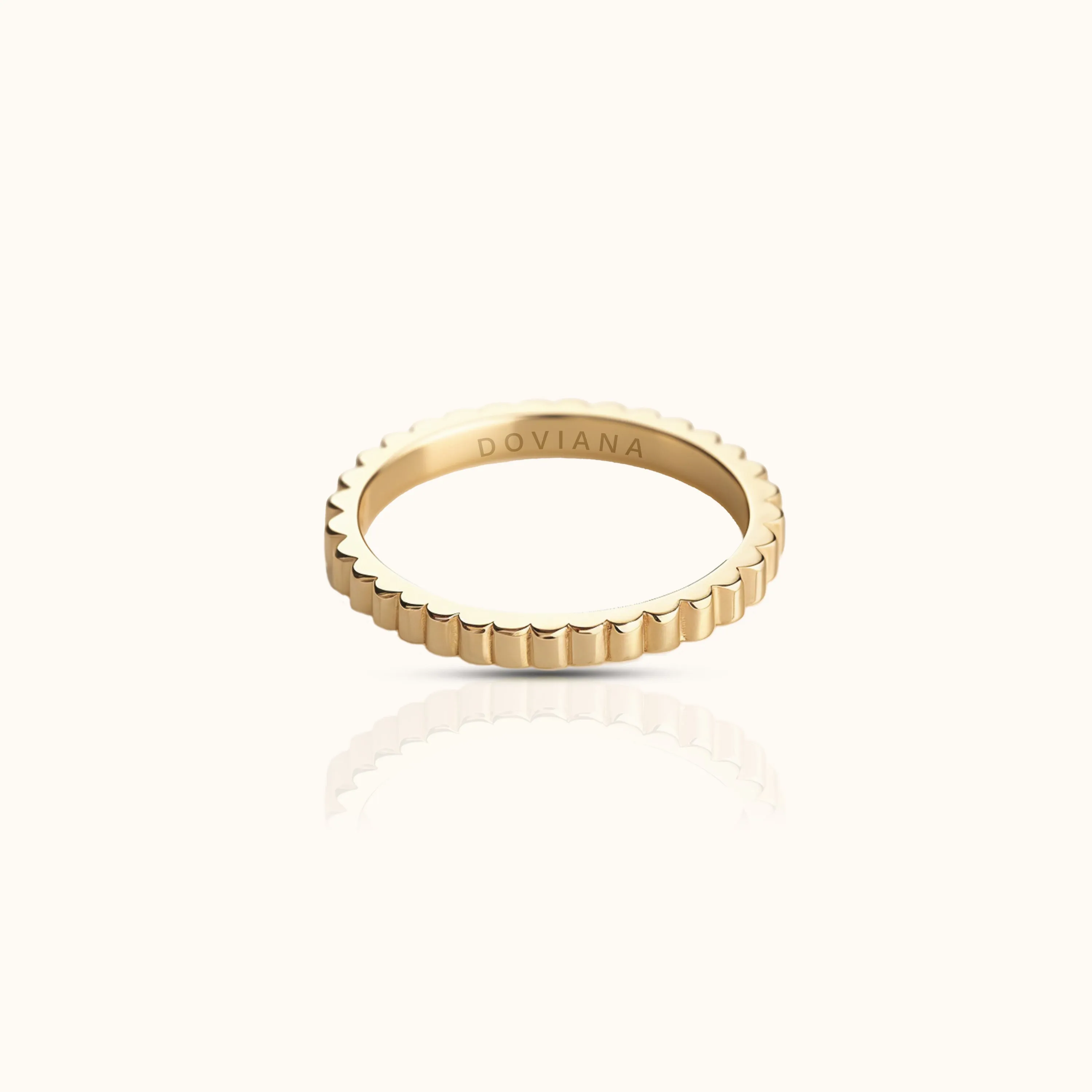 Gear Band Titanium PVD Gold Ring