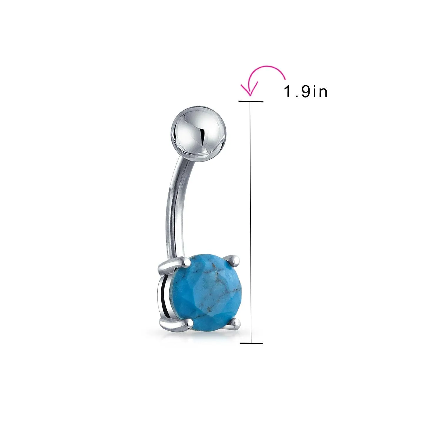 Gemstone Blue Turquoise or Opalite Solitaire Navel Barbell Belly Ring