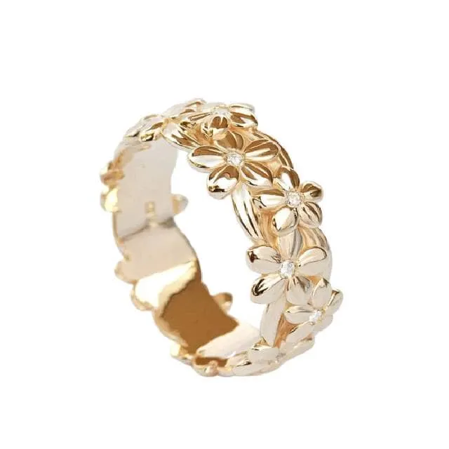 Genuine Flower Shaped Gold Grace Ring