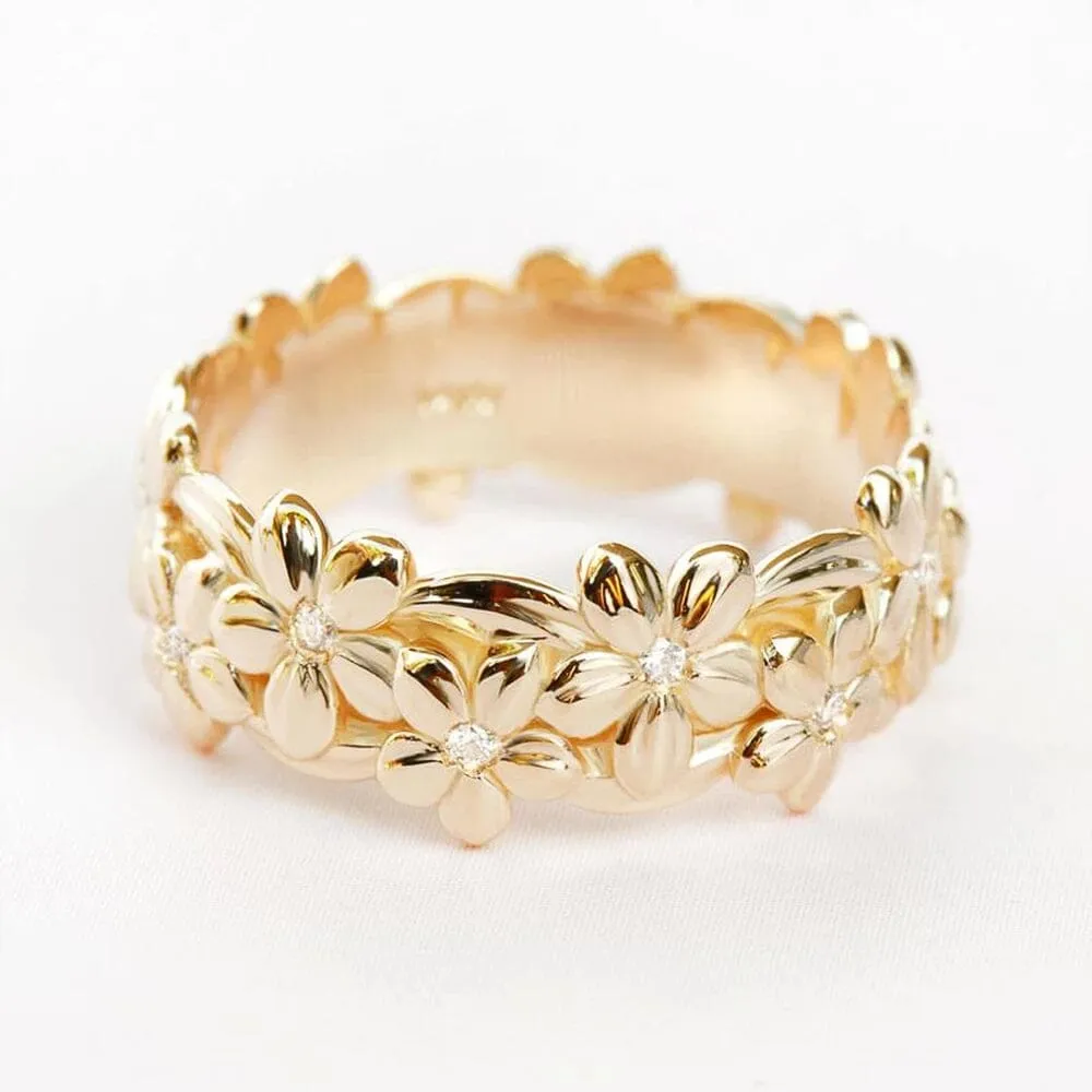 Genuine Flower Shaped Gold Grace Ring