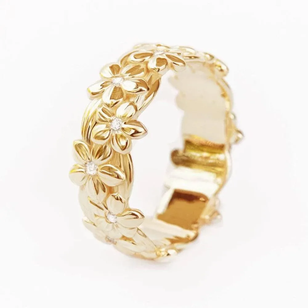 Genuine Flower Shaped Gold Grace Ring