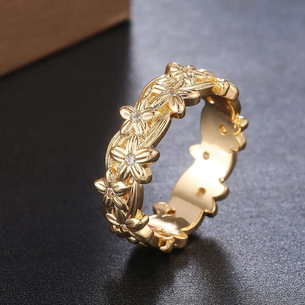 Genuine Flower Shaped Gold Grace Ring