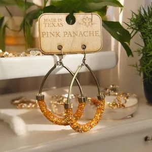 Gold & Orange Glitter Hoop Earrings