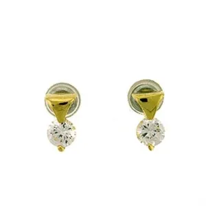 Gold Brass Earrings with AAA Grade CZ in Clear for Women Clear Stone Color Style LOA446