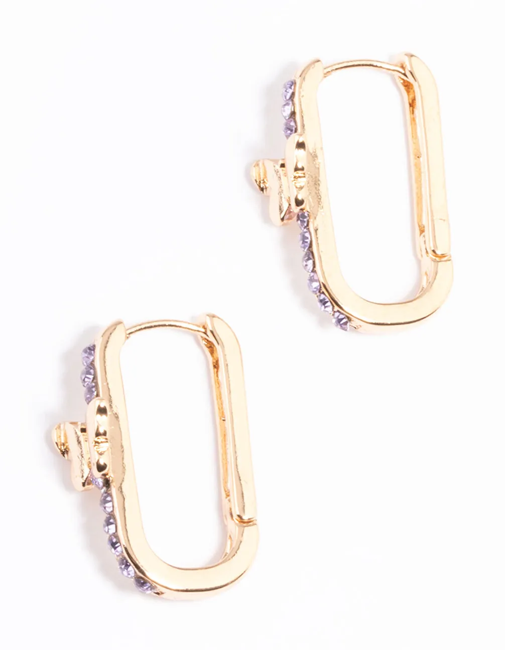 Gold Diamante Butterfly Oval Huggie Earrings