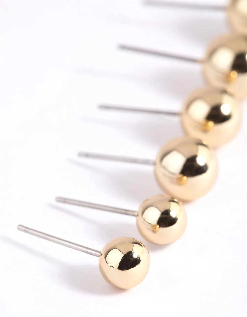 Gold Plated Brass Ascending Ball Stud Earrings