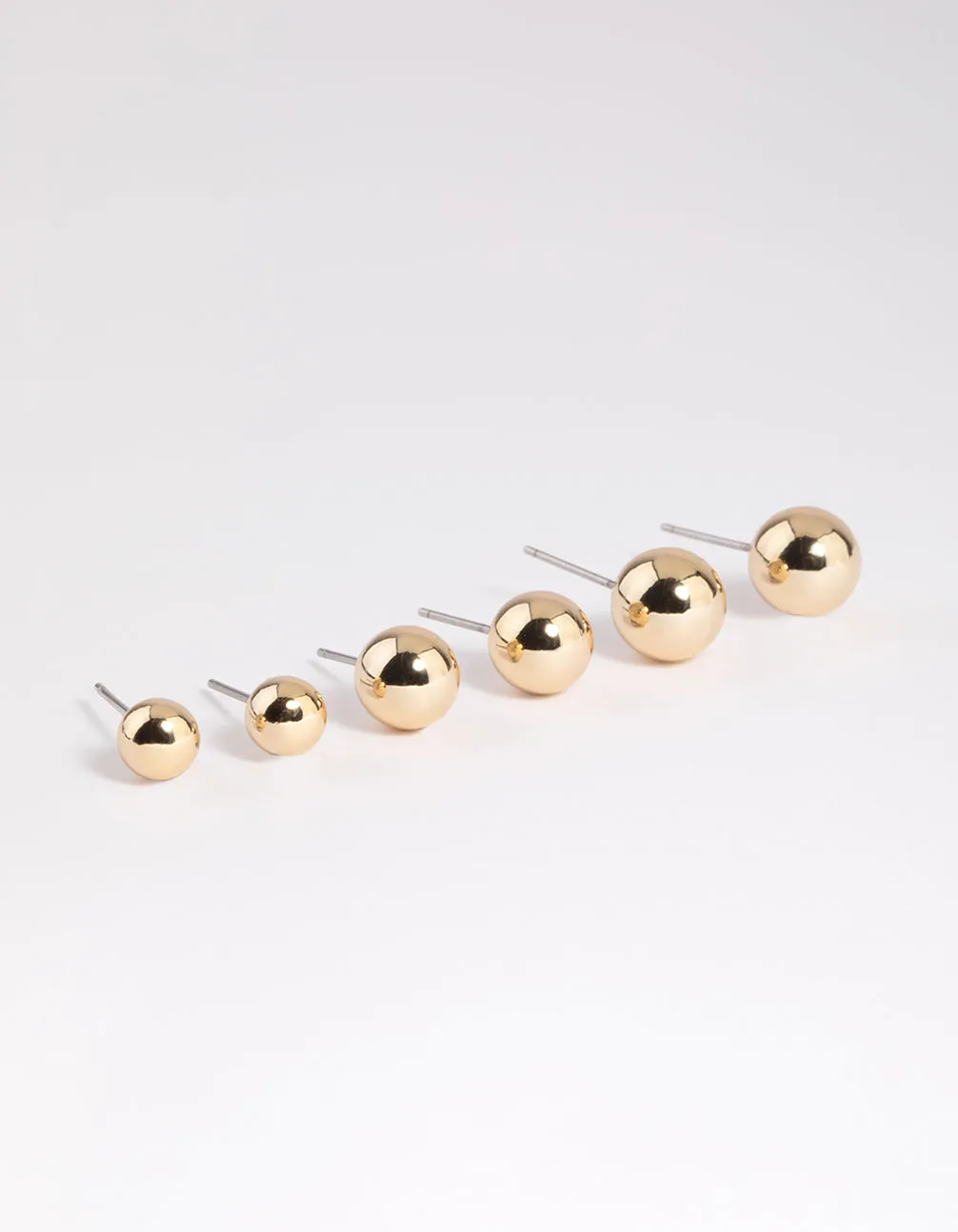 Gold Plated Brass Ascending Ball Stud Earrings