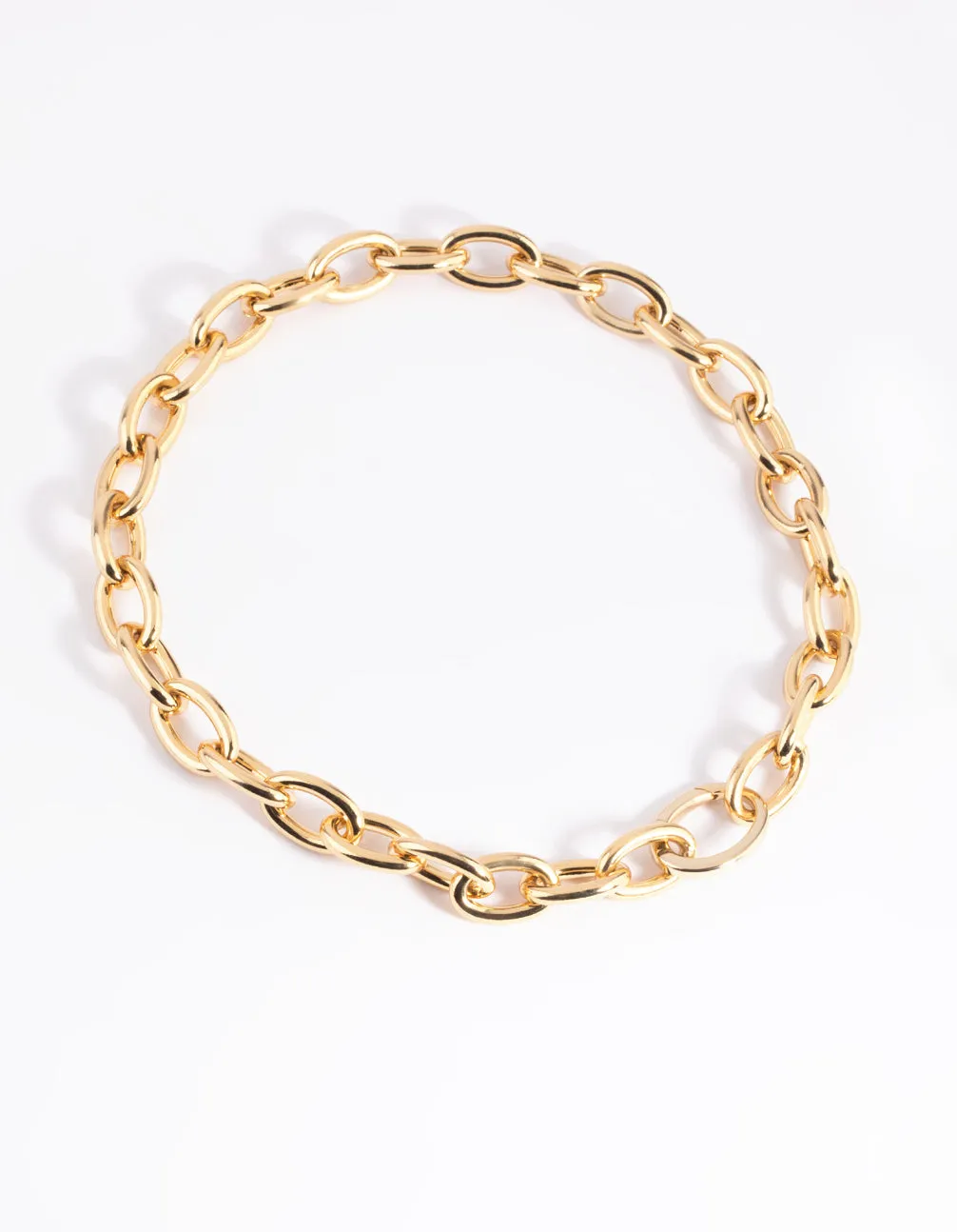 Gold Plated Circle Link Chain Necklace