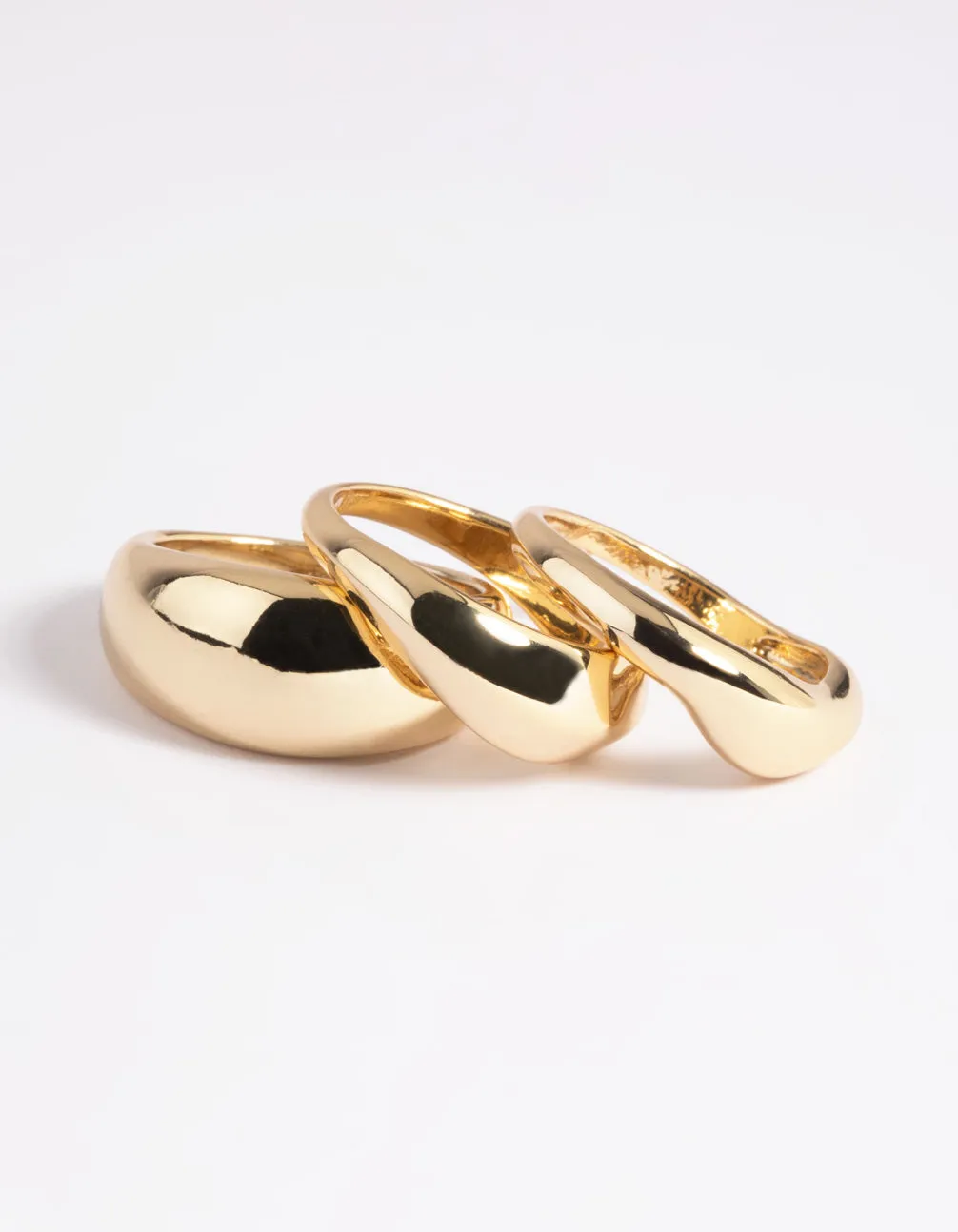 Gold Plated Dome Ring Stack Pack