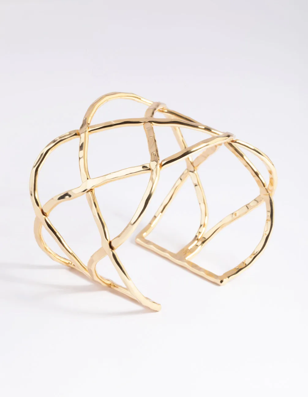 Gold Plated Geometric Cuff Bangle Bracelet