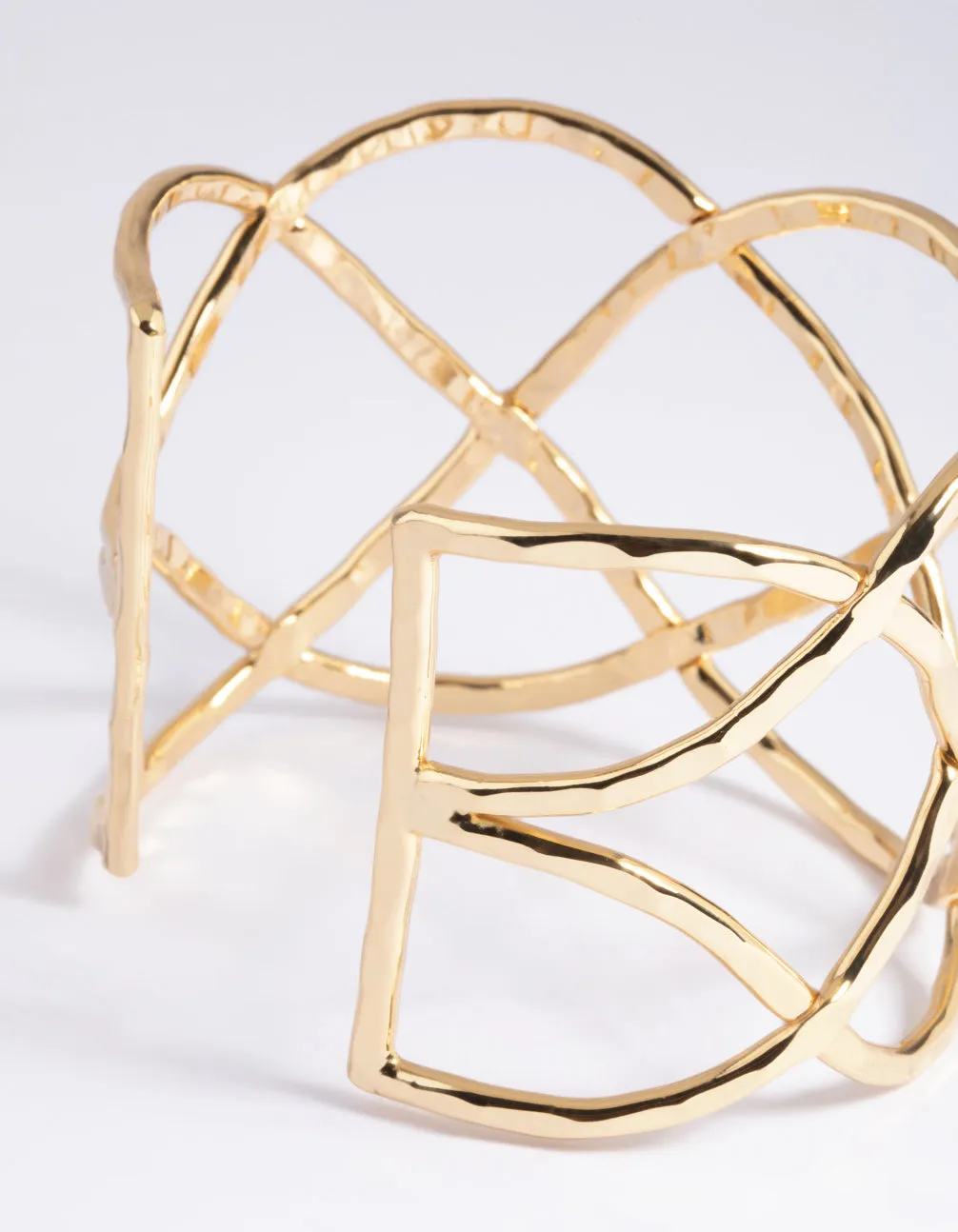 Gold Plated Geometric Cuff Bangle Bracelet