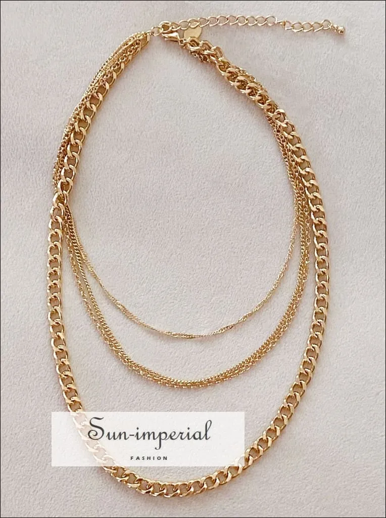 Gold Plated Quad Squad Chain Link Necklace