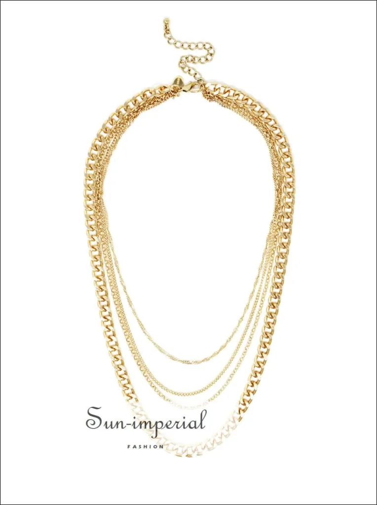 Gold Plated Quad Squad Chain Link Necklace