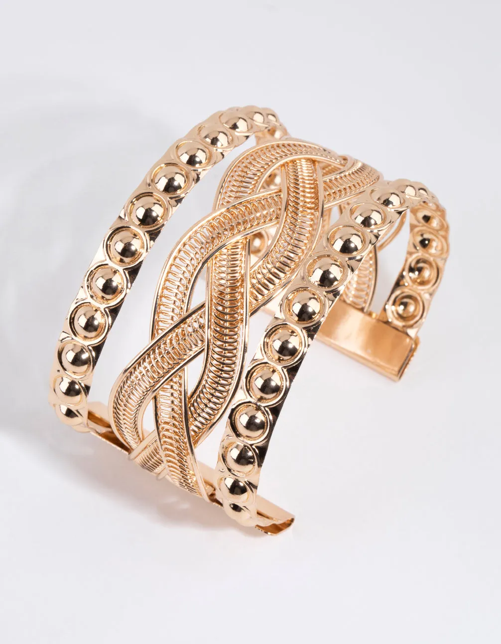 Gold Zip Twist Cuff Bracelet