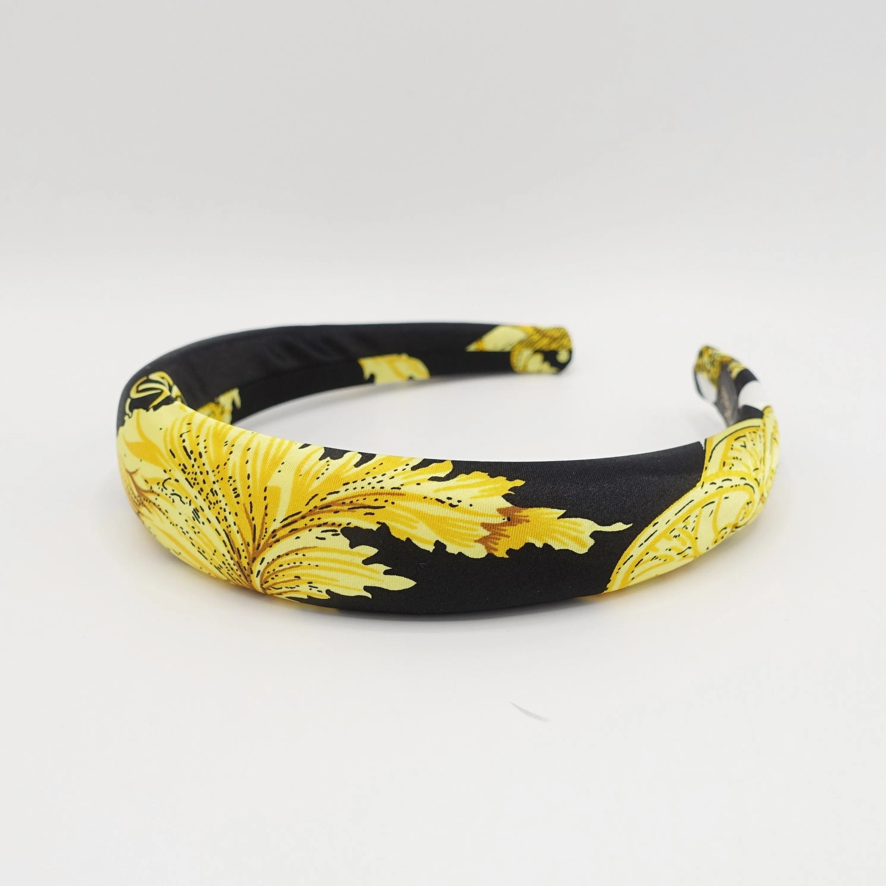 golden print satin padded headband