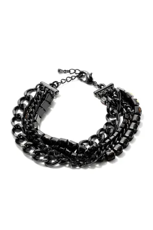 Gun-Grey Mixed Strand Layered Bracelet