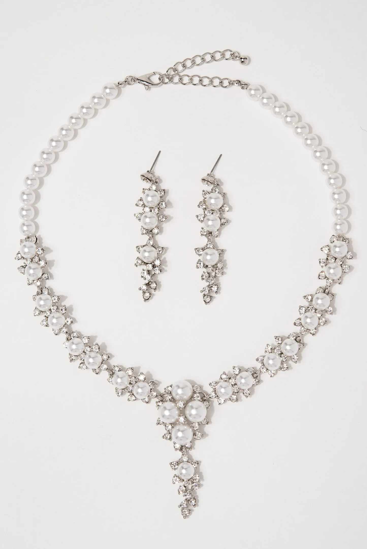 Hailey Glam Cubic Z Necklace Set - Silver