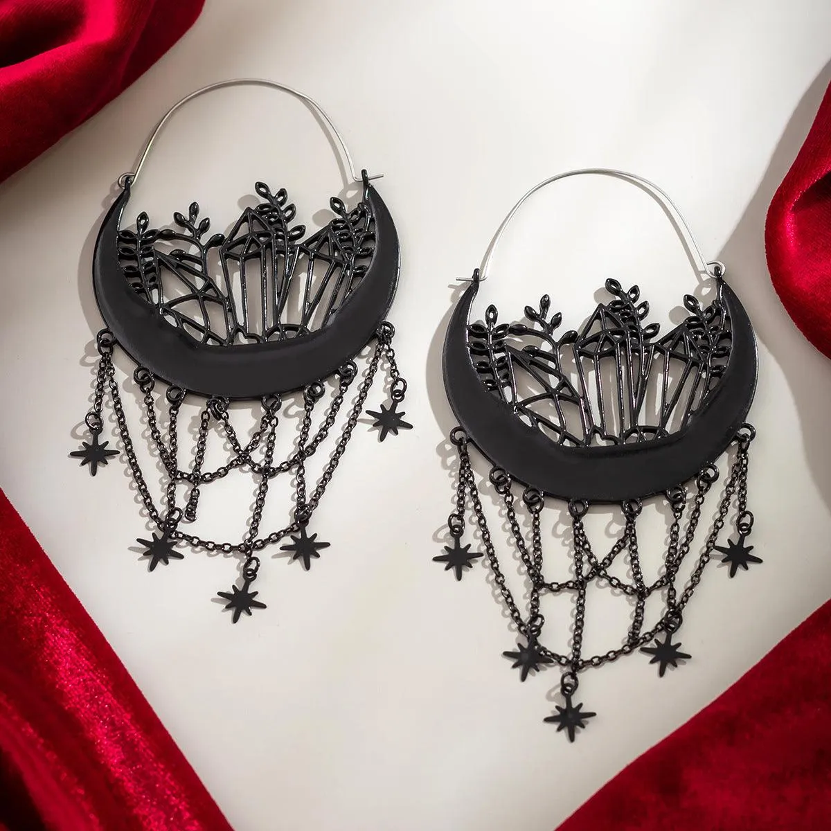 Halloween Flower Hollow Tassel Stud Earrings – Elegant and Festive