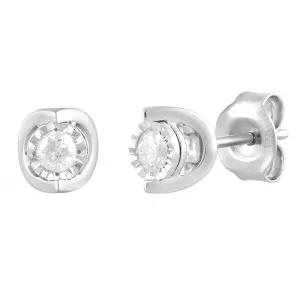 Halo Stud Earrings with 0.05ct of Diamonds in Sterling Silver