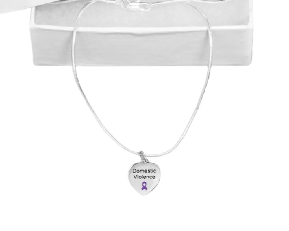 Heart Shaped Domestic Violence Awareness Necklaces