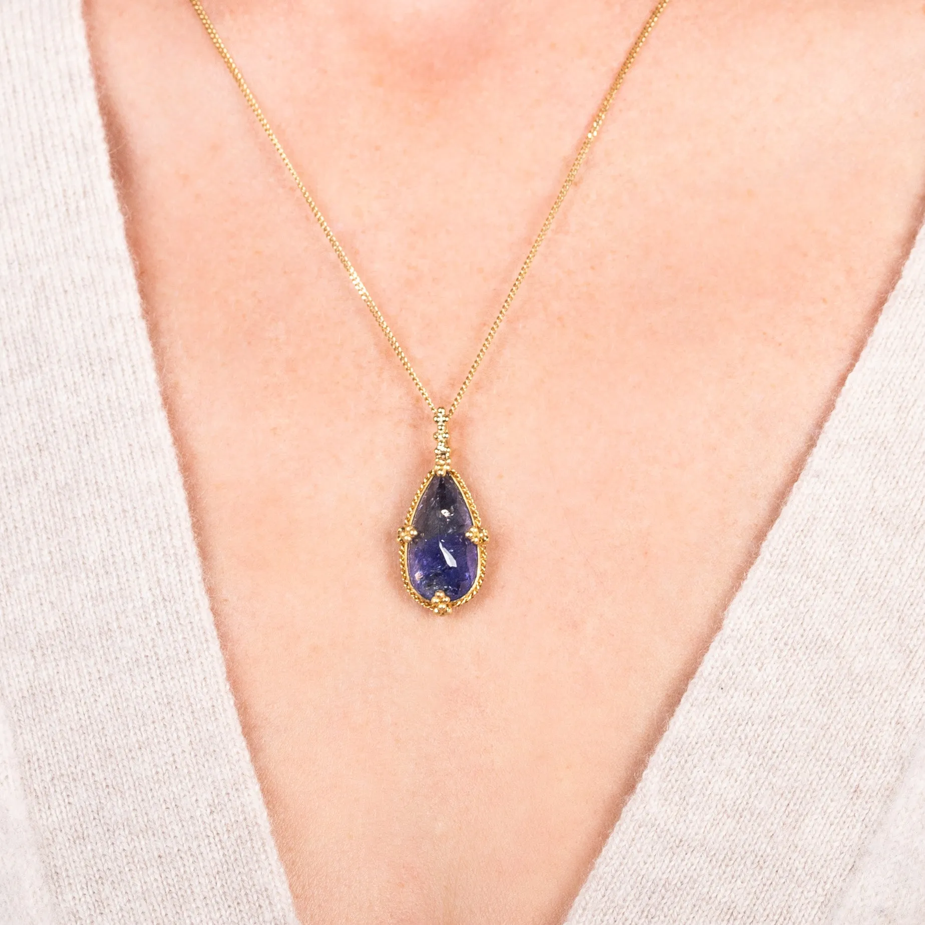 Indigo Tanzanite Teardrop Necklace