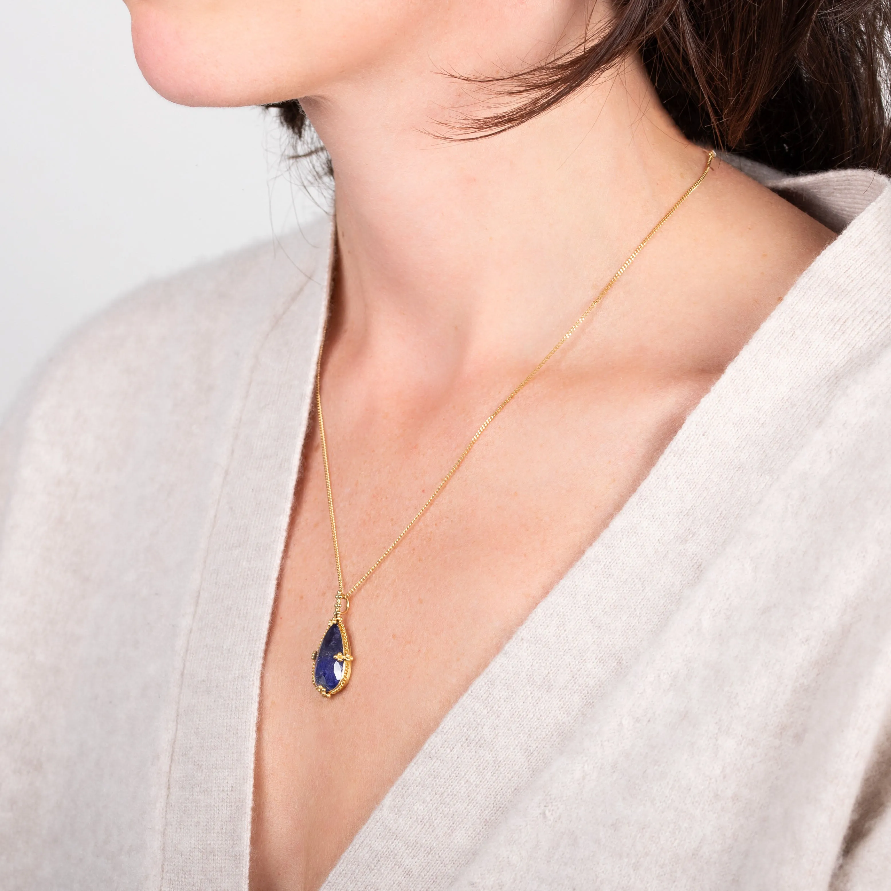 Indigo Tanzanite Teardrop Necklace