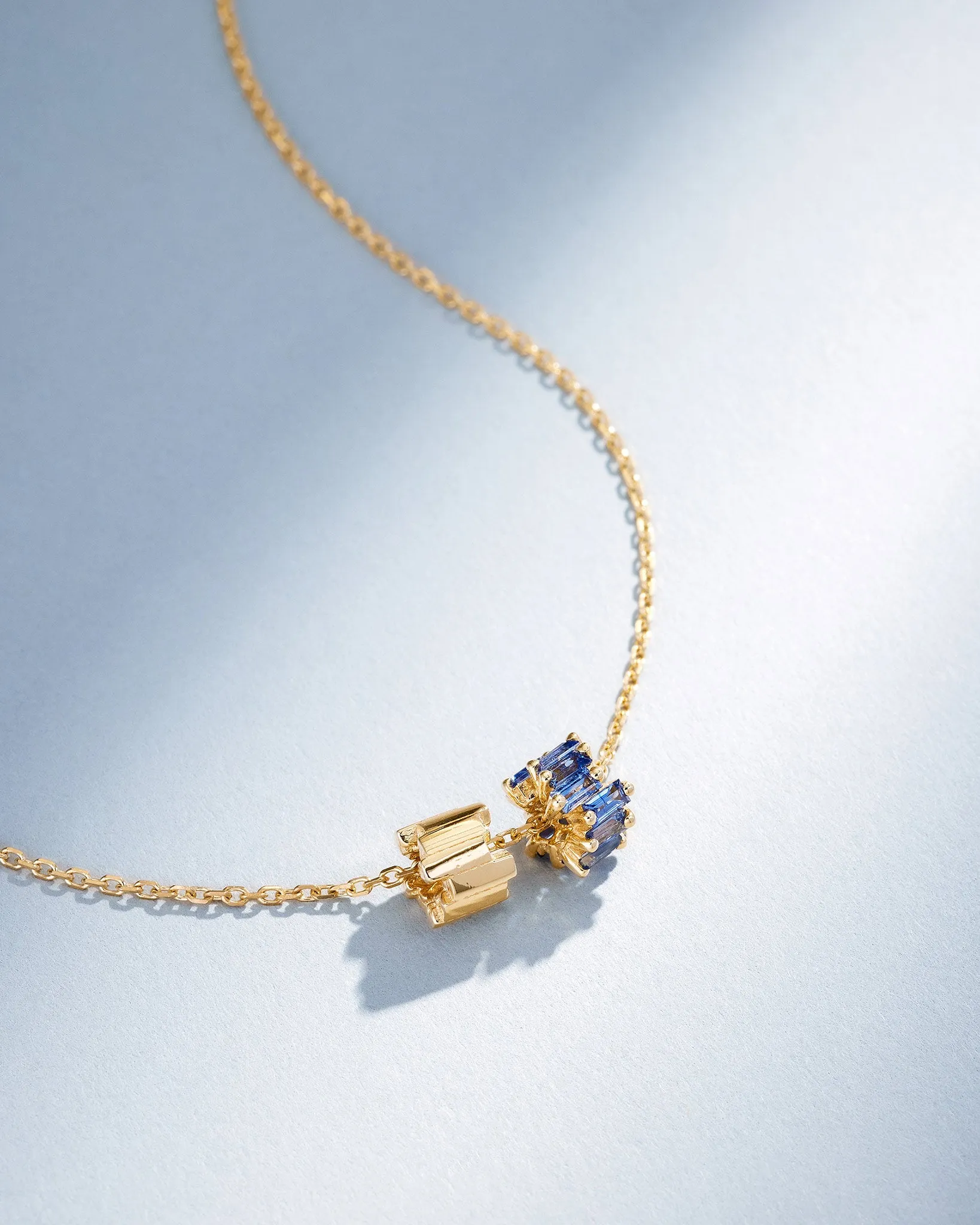 Infinite Light Blue Sapphire & Golden Rondelle Pendant