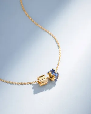 Infinite Light Blue Sapphire & Golden Rondelle Pendant