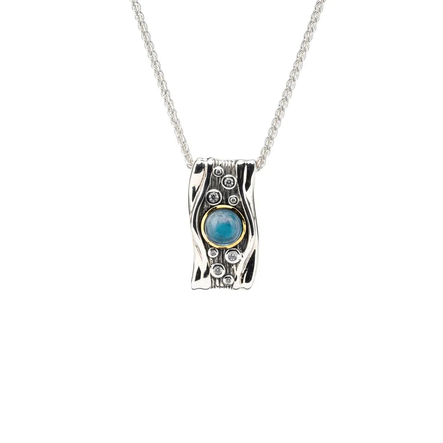 Keith Jack Sterling Silver   10k London Blue Topaz & CZ Rocks 'n Rivers Pendant