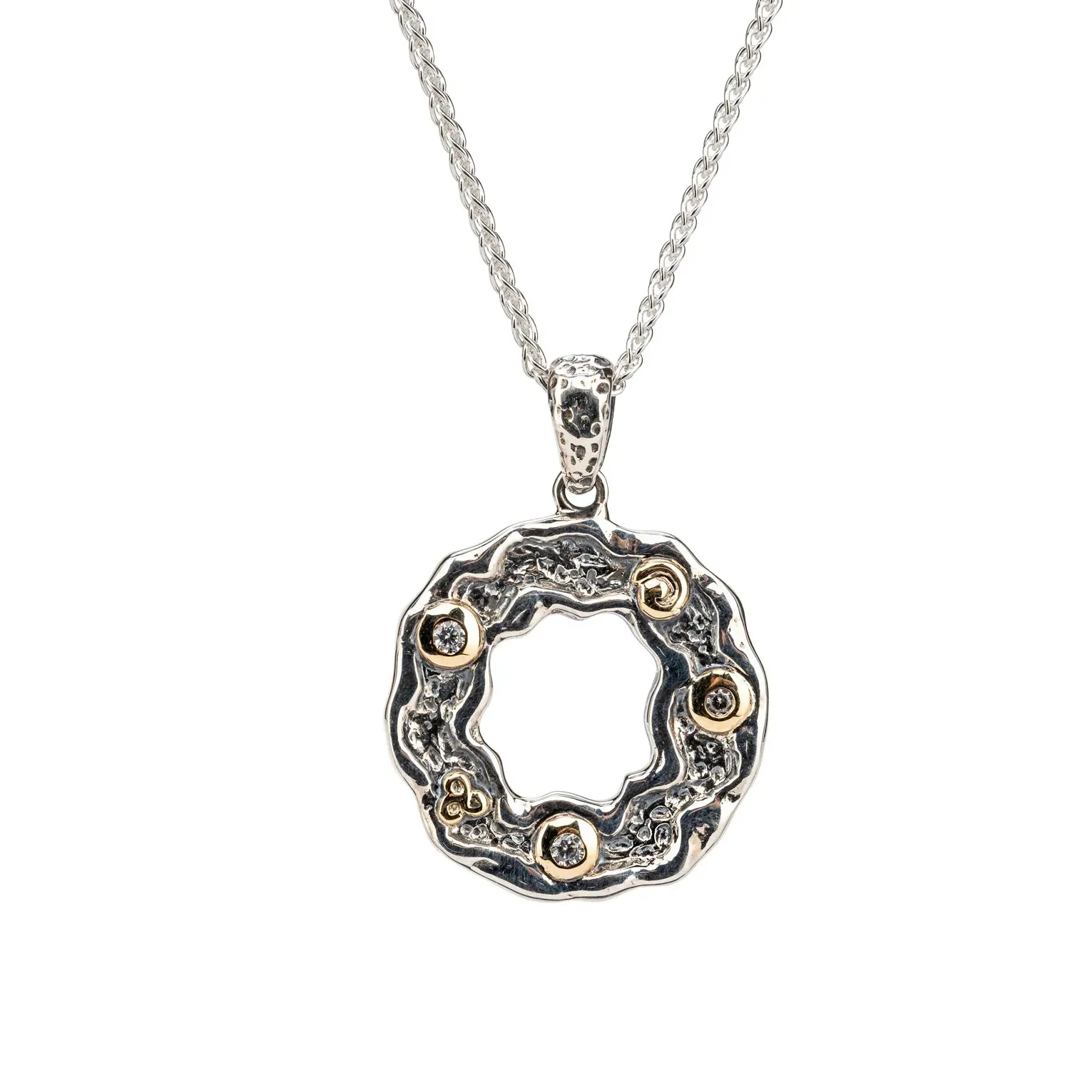 Keith Jack Sterling Silver Oxidized   10k CZ Rocks 'n Rivers Pendant....