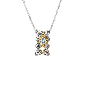 Keith Jack Sterling Silver Rhodium   10k Blue Topaz Rocks 'n Rivers Pendant