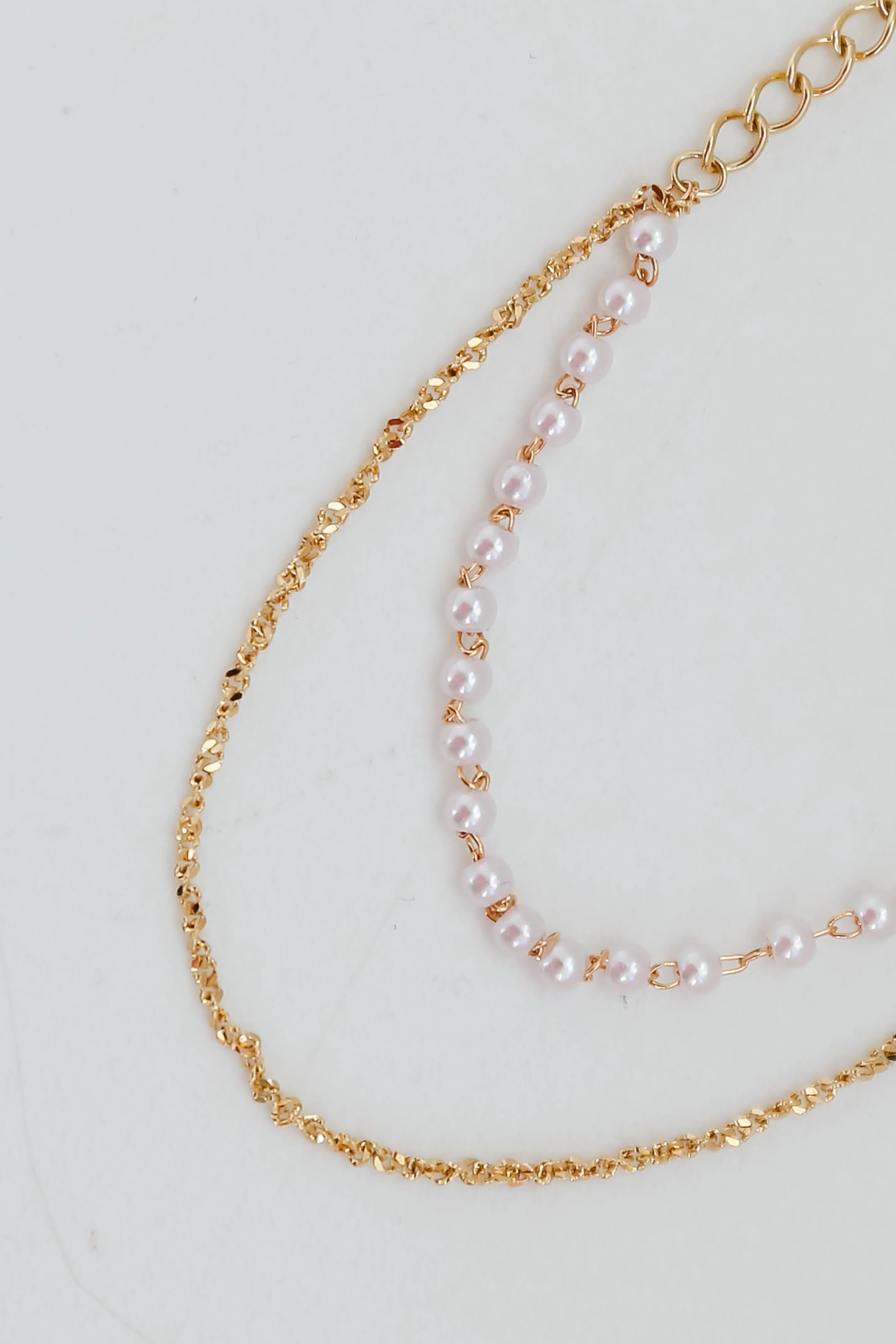 Kelsey Gold Pearl Layered Chain Bracelet